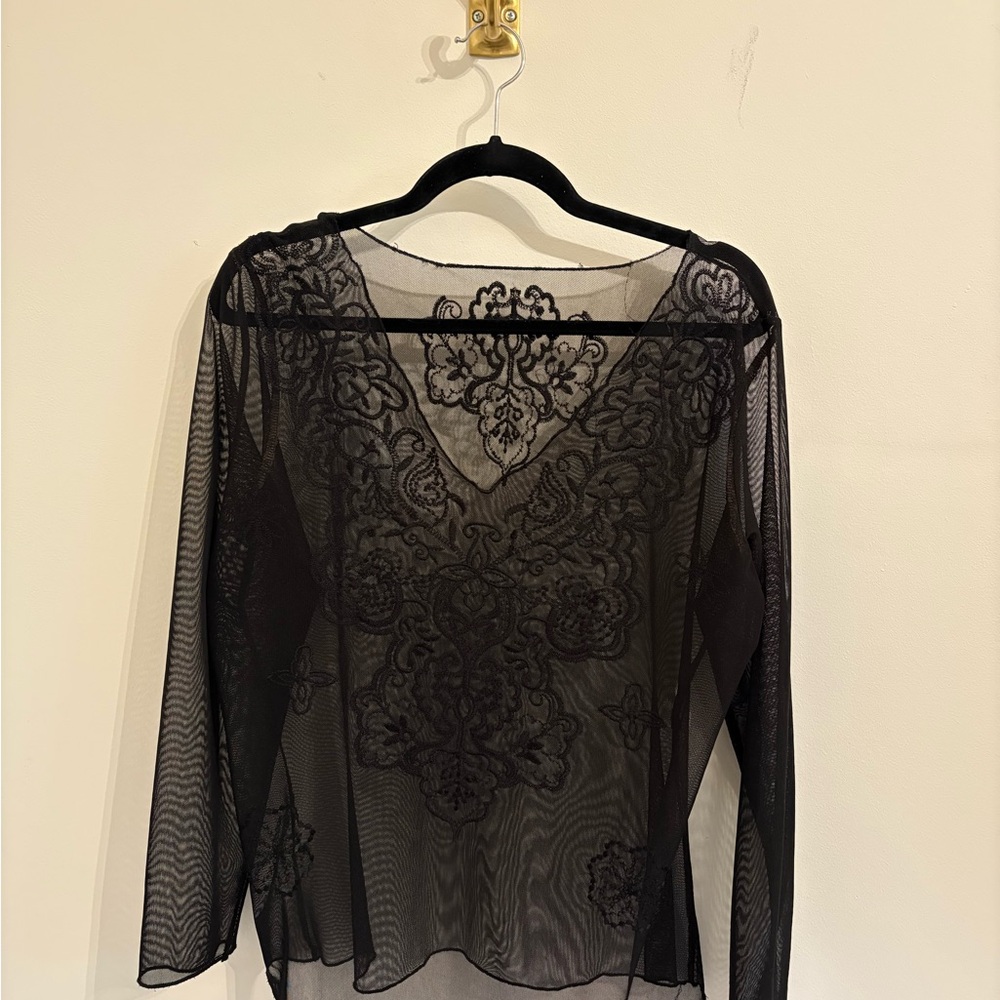 Black Sheer Embroidered Top